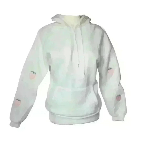 White Strawberry Sleeve Oversized Hoodie - Picture 1 of 2